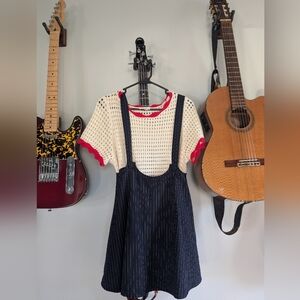 Pinstripe Suspender Skirt